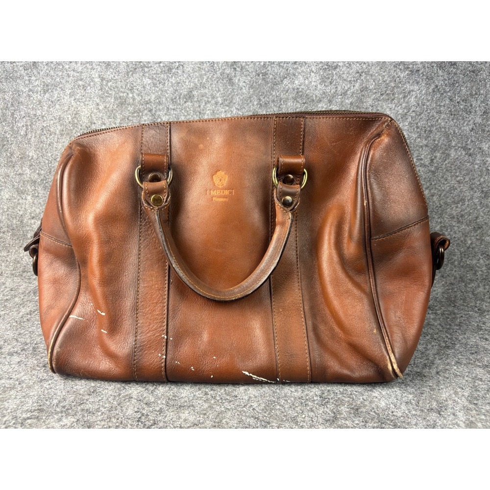 I Medici Satchel Bag Women Medium Brown Leather Italian Doctor Bag Vintage